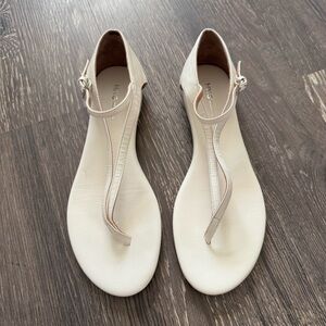 Mango white leather flat sandals